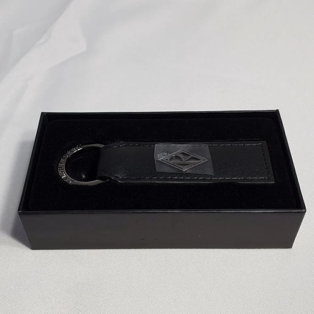 Ralph Laurens Black Diamond Club Leather Keychain Key Fob Ring In Gift Box 6.5